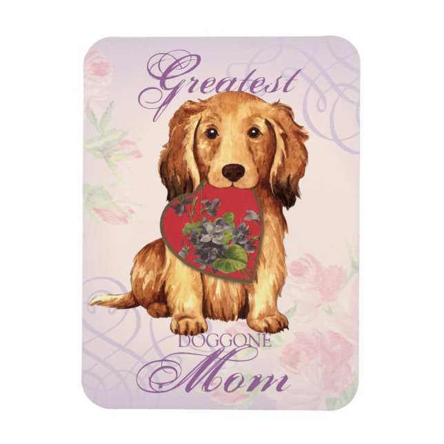 Longhaired Dachshund Heart Mum Magnet (Vertical)