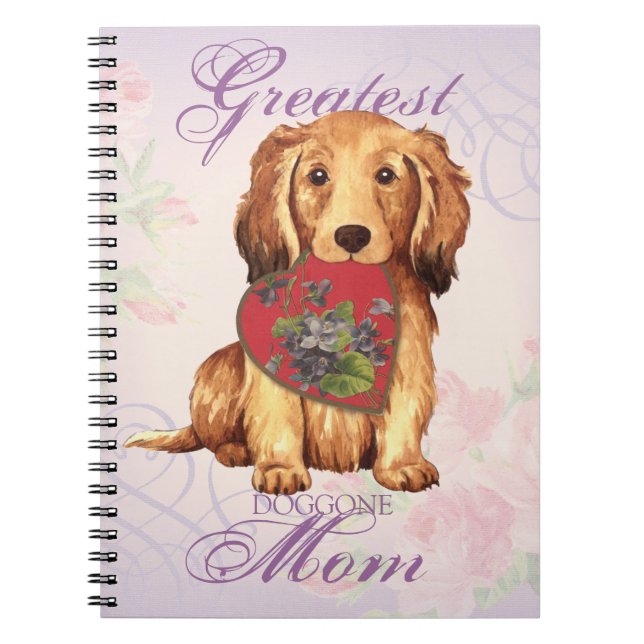 Longhaired Dachshund Heart Mum Notebook (Front)