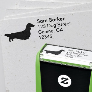 Longhaired Dachshund Silhouette Return Address Self-inking Stamp