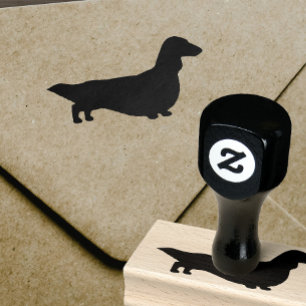 Longhaired Dachshund Silhouette   Wiener Dog Rubber Stamp