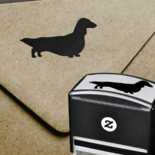 Longhaired Dachshund Silhouette   Wiener Dog Self-inking Stamp