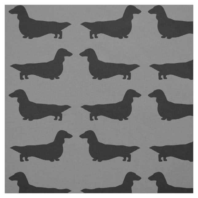 Longhaired Dachshund Silhouettes Wiener Dogs Fabric (Swatch)
