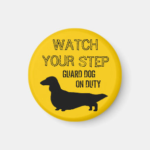 Longhaired Dachshund Watch Your Step Magnet