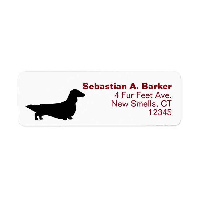 Longhaired Dachshund Wiener Dog Return Address Label (Front)