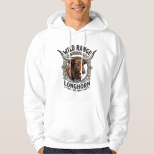 Longhorn Bull Graphic Vintage Engraving Western Ar Hoodie