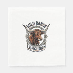 Longhorn Bull Graphic Vintage Engraving Western Ar Napkin