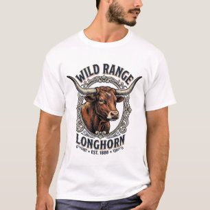 Longhorn Bull Graphic Vintage Engraving Western Ar T-Shirt