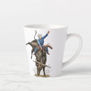 Longhorn Bull Rider Rodeo Power Sport Western Art Latte Mug