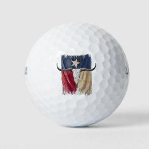 Longhorn Bull Skull Distressed Worn Texas Flag Golf Balls