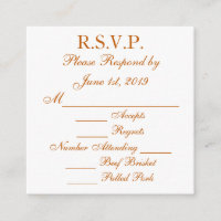 Longhorn Burnt Orange and White Response RSVP Card