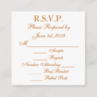 Longhorn Burnt Orange and White Response RSVP Card