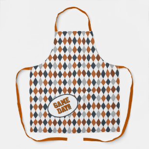 Longhorn Burnt Orange Argyle Pattern Game Day Apron