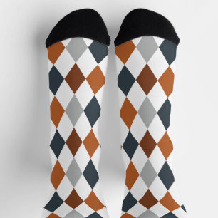 Longhorn Burnt Orange & Grey Argyle Pattern Socks