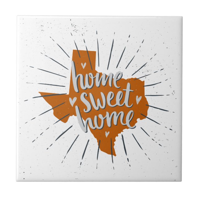 Longhorn Burnt Orange Home Sweet Home - Texas Ceramic Tile (Front)