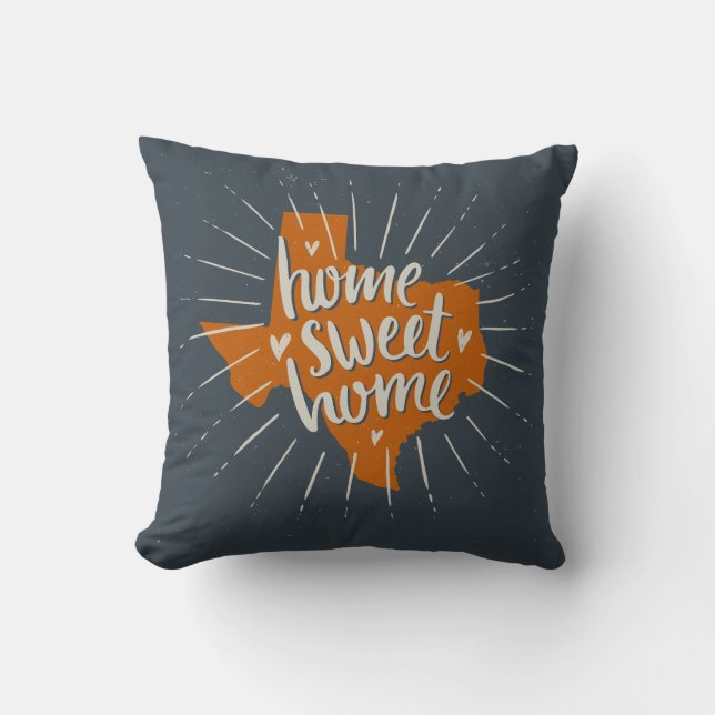 Longhorn Burnt Orange Home Sweet Home - Texas Cushion (Front)