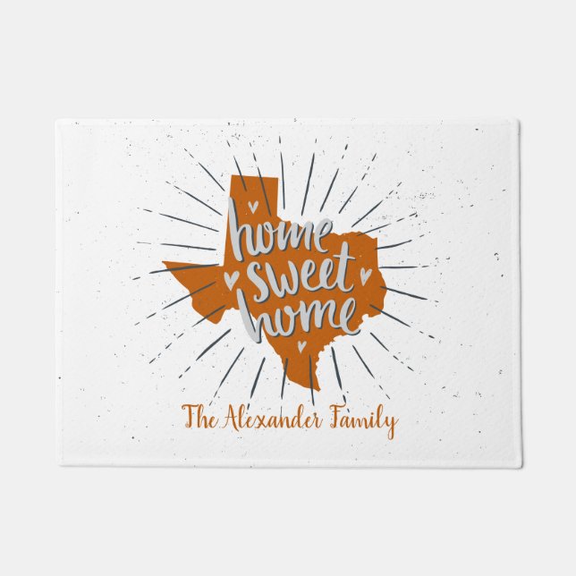 Longhorn Burnt Orange Home Sweet Home - Texas Doormat (Front)