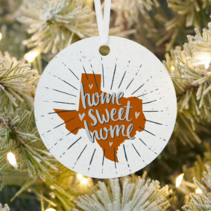 Longhorn Burnt Orange Home Sweet Home - Texas Metal Tree Decoration
