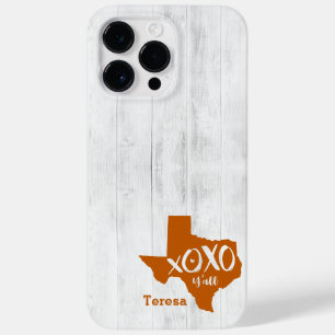 Longhorn Burnt Orange XOXO, Y'all - Texas Shape Case-Mate iPhone 14 Pro Max Case