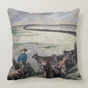Longhorn cattle drive from Texas to Abilene, Kansa Cushion