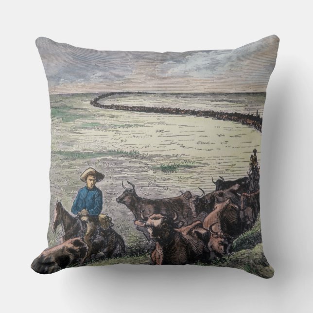 Longhorn cattle drive from Texas to Abilene, Kansa Cushion (Front)