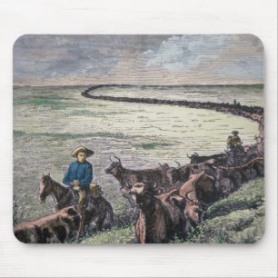 Longhorn cattle drive from Texas to Abilene, Kansa Mouse Pad