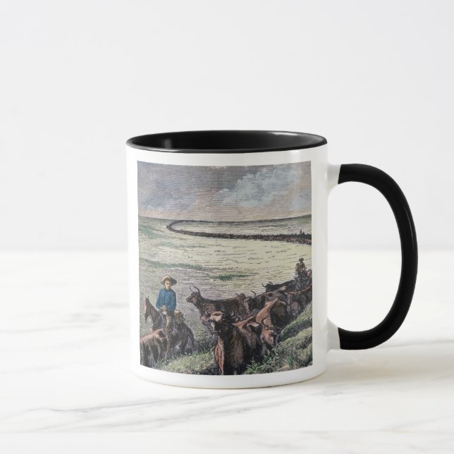 Longhorn cattle drive from Texas to Abilene, Kansa Mug (Right)
