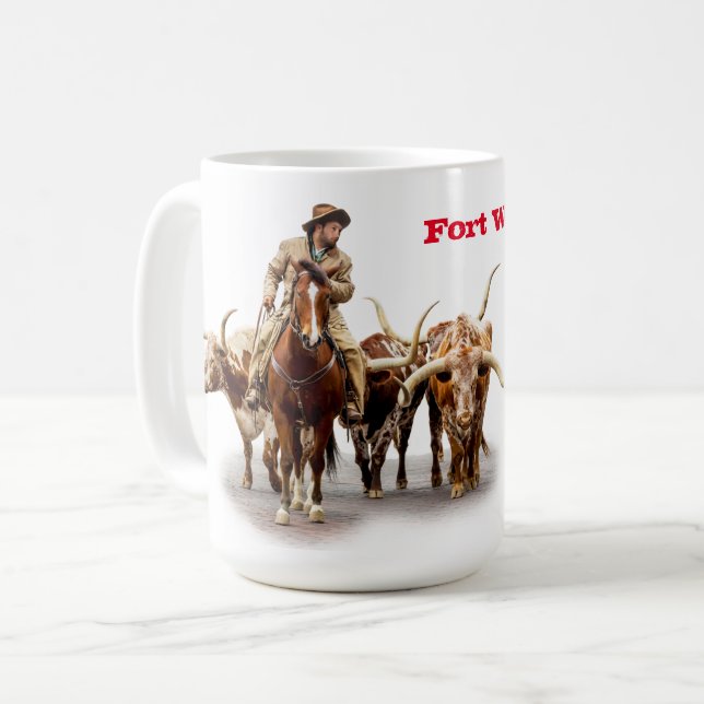 Longhorn Cattle, Fort Worth, Western, Mug (Front Left)