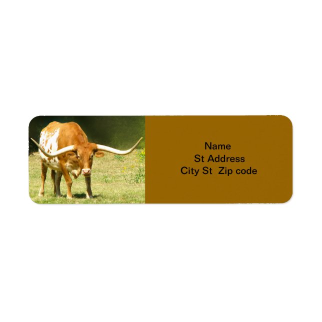 Longhorn Cattle Return Address Label. Label (Front)