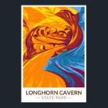 Longhorn Cavern State Park Texas Vintage  Poster<br><div class="desc">Longhorn Cavern State Park artwork design. The state park is named for Longhorn Cavern,  a limestone cave formed by the cutting action of an underground river that receded thousands of years ago.</div>