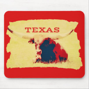 Longhorn Cow and Texas Art Mouse Pad