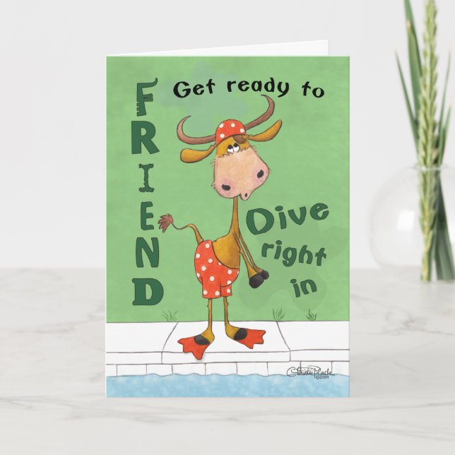 Longhorn Cow Diver Birthday for Friend Card (Front)