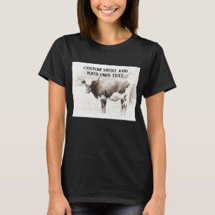 longhorn cow sepia photo art add your own text T-Shirt
