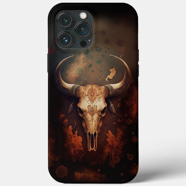 Longhorn Cow Skull Rustic  Case-Mate iPhone Case (Back)