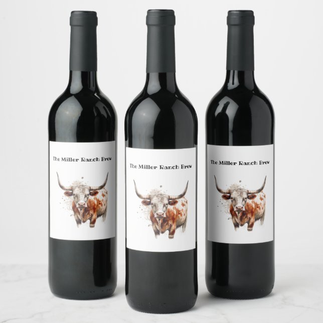 Longhorn Legacy, custom   Wine Label (Bottles)