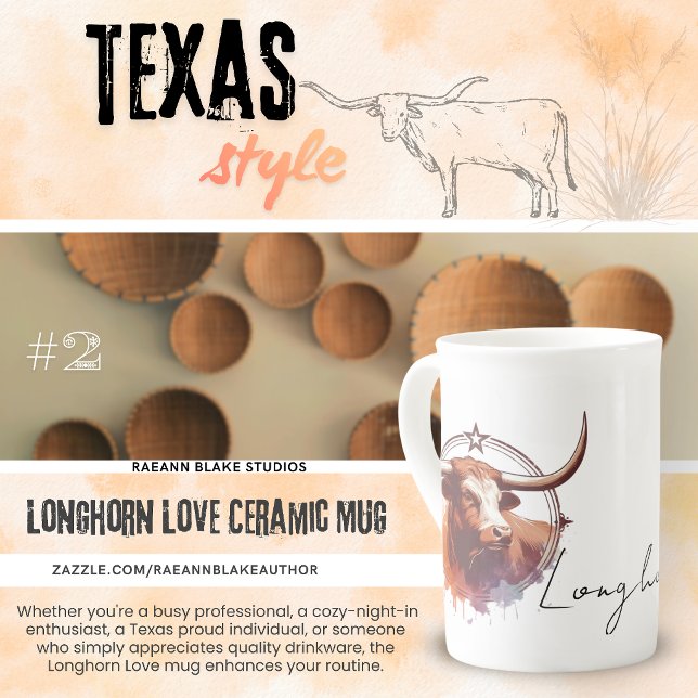 Longhorn Love #2 Bone China Ceramic Mug (Creator Uploaded)
