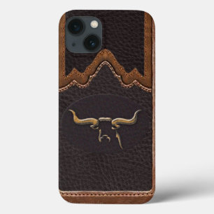 Longhorn Photo Faux Leather Tough iPhone 6 iPhone 13 Case