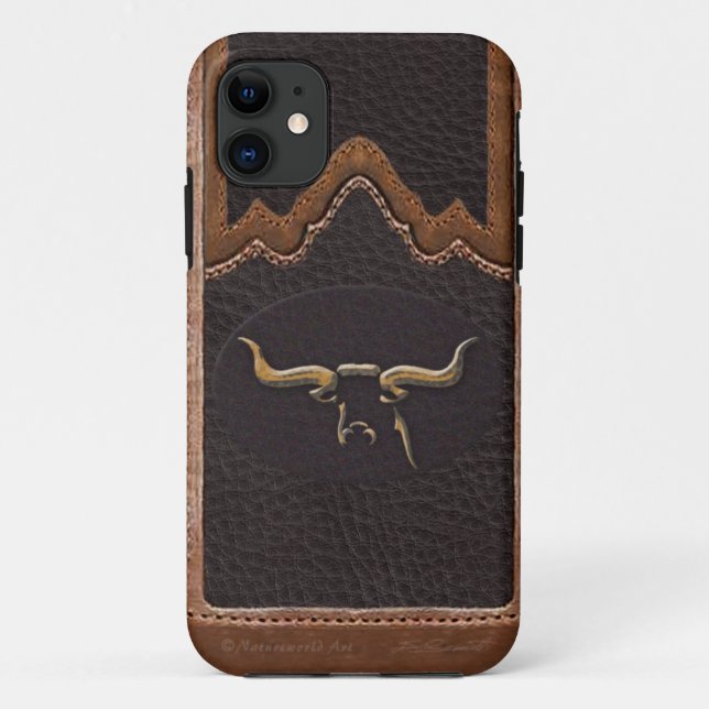 Longhorn Photo Sim Leather iPhone5 Case (Back)