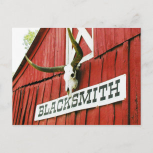 Longhorn skull and horns postcard
