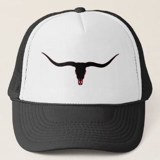 Longhorn Skull Black and Red Trucker Hat