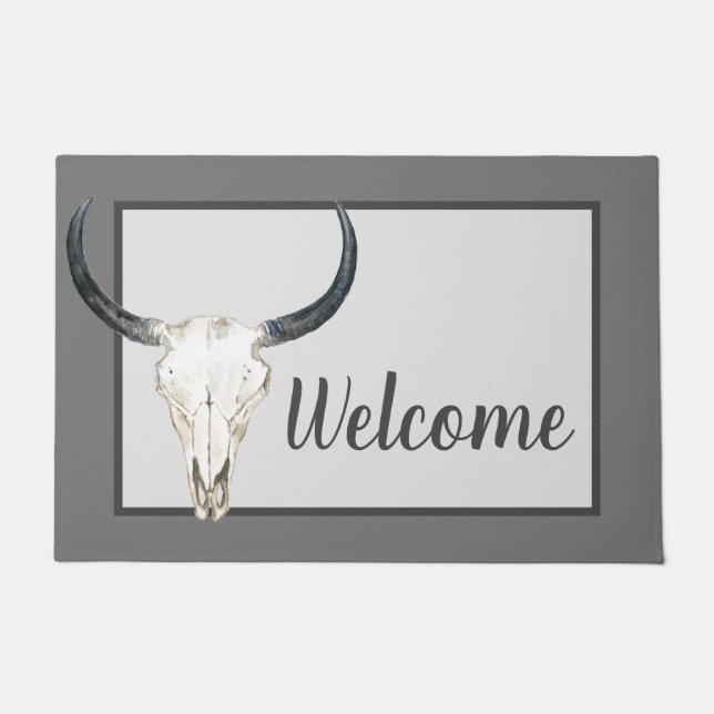 Longhorn Skull Welcome Doormat (Front)