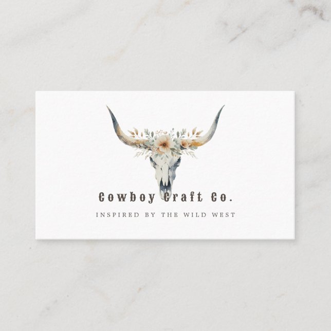Longhorn skull western business card (Front)