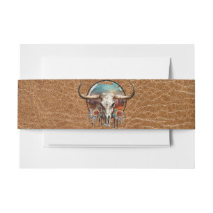 Longhorn Steer Medallion Belly Band Invitation Belly Band