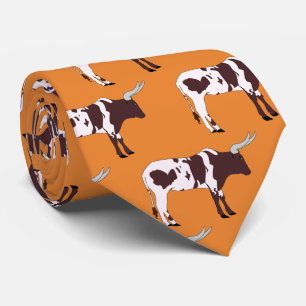 Longhorn Steer Team Mascot  Football Necktie
