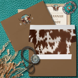 Longhorn Western Cowhide Wedding Invite Envelope
