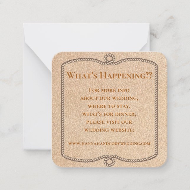 Longhorn Western Wedding Info Card (Front)