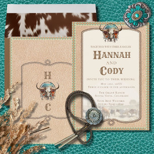 Longhorn Western Wrangler Wedding Invitation