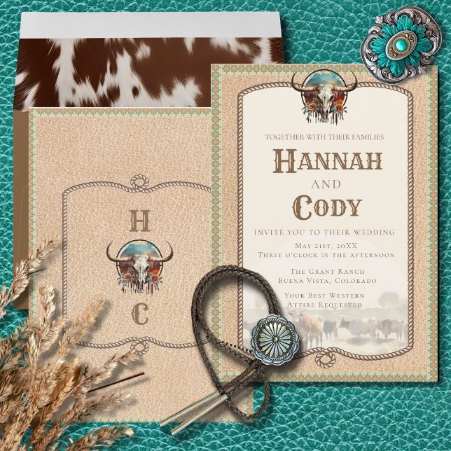 Longhorn Western Wrangler Wedding Invitation (Creator Uploaded)