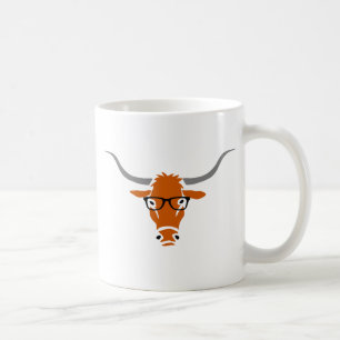 Longhorn with Hipster Glasses Coffee Mug