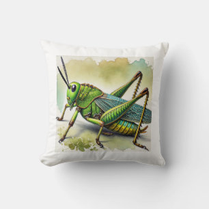 Longhorned Grasshopper Katydid 270824IREF244 - Wat Cushion