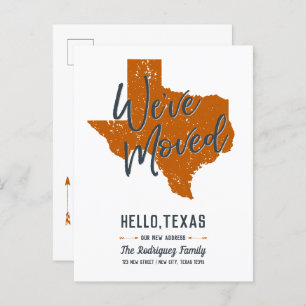 Longhorns Burnt Orange We've Moved - Texas Announcement Postcard